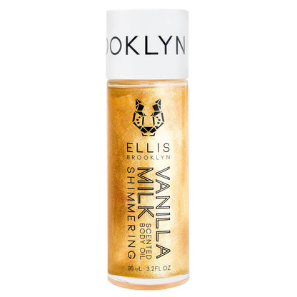 Ellis Brooklyn VANILLA MILK Shimmering Scented Body Oil - Shimmer Body Oil Dry Oil for Body Moisturizing Body Oil Vanilla Body Oil Perfume Body Glow