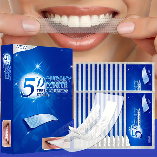 5D Teeth Whitening Strips 21Pairs，Teeth Whitening Gel Teeth Whitening Kit for Teeth Whitening Deeply Cleanses TeethDaily Oral Care Travel Essentials