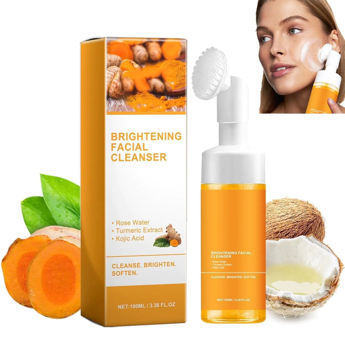 BeiBreeze Turmeric Facial Cleanser Turmeric Face Wash Foaming Facial Cleanser Deep cleansing of facial skin Turmeric Foaming Cleanser for All Skin
