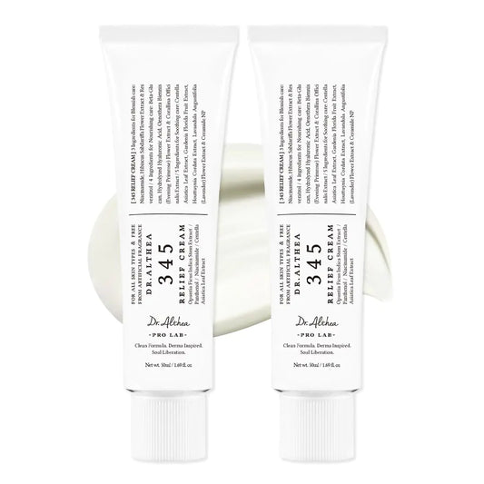 Dr.Althea 345 Relief Cream | Daily Face Moisturizer | Blemish Relief Care | Soothing Recovery & Moisture with Niacinamide Panthenol | Korean Vegan Skin Care for All Skin Types | 1.7 Fl Oz (Pack of 2)