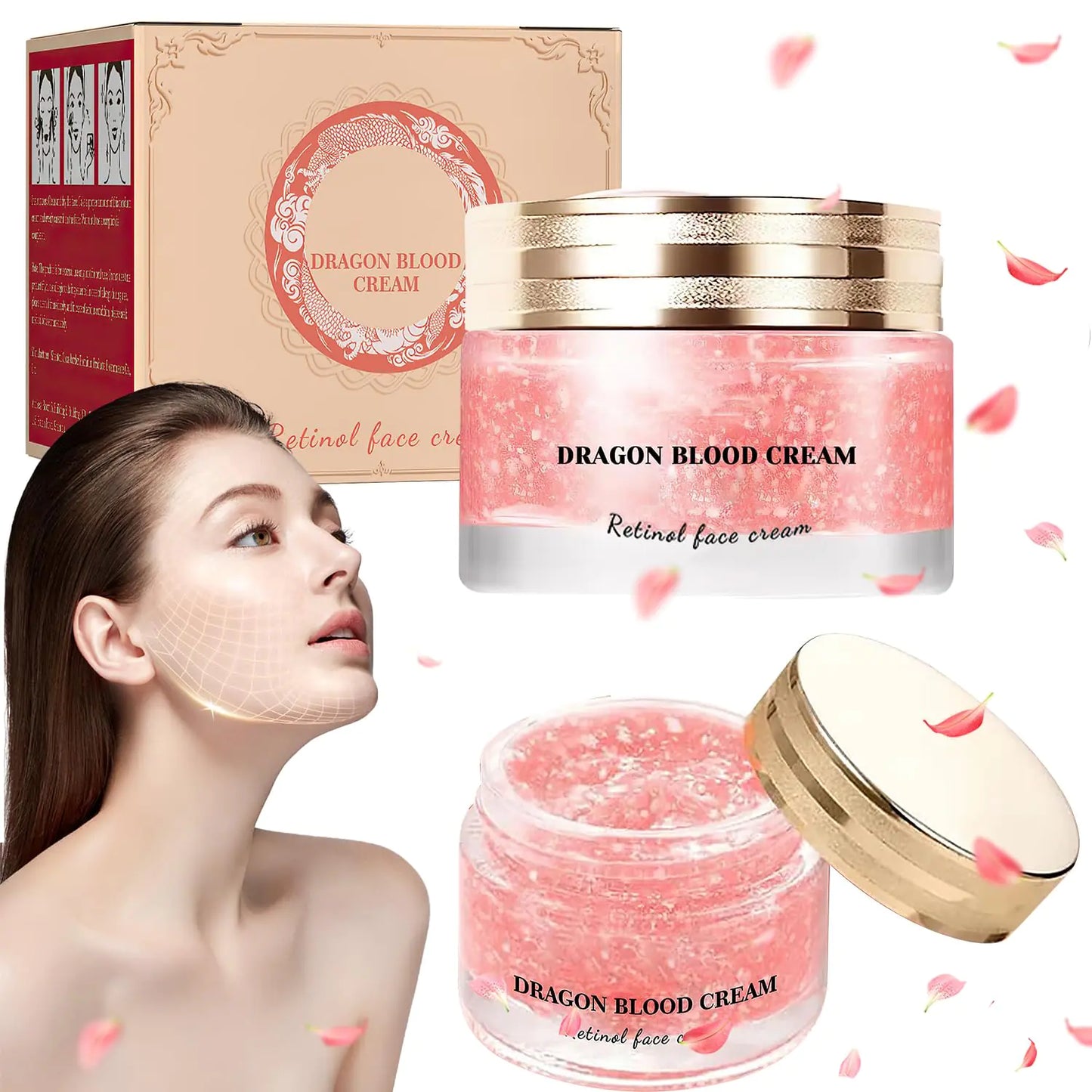 Dragons Blood Easy Cream 2Pcs Retinol Placenta Dragon Blood Cream Dragons Blood Cream Firm Anti Wrinkle Cream for Women Skincare Moisturizer Nourishing Rejuvenating Cream